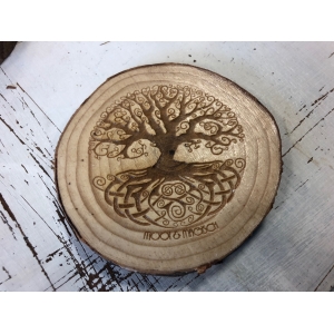 Houtschijf 9-10cm Tree of life Houtschijf 9-10cm Tree of life